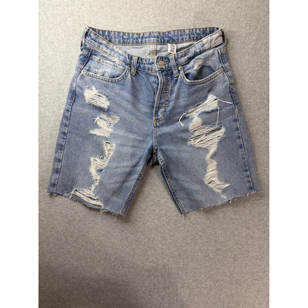 H&M &Denim Blue Distressed Boyfriend Shorts Low Waist Size 4 0906976 6